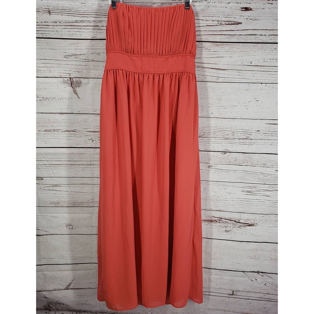 After Six Orange Strapless Tube Top Chiffon Formal Evening Dress Size 14 - Picture 2 of 11